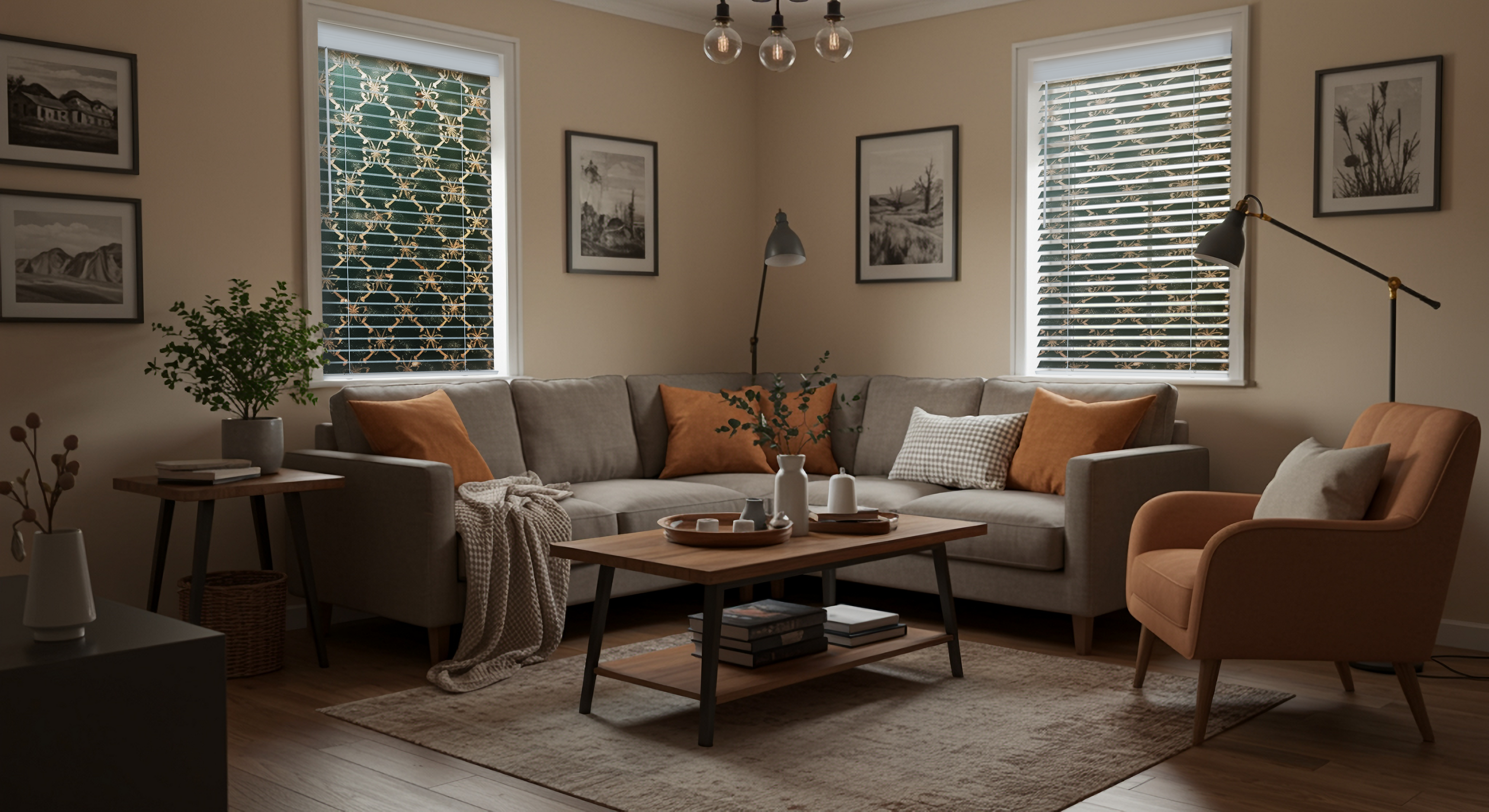 Insert-a-Blind installed in a living room with regal and peaceful style